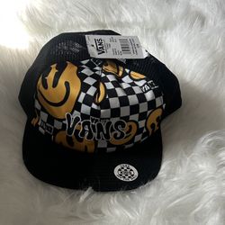 NWT Vans Kids' Black and Yellow Checkered SnapBack hat
