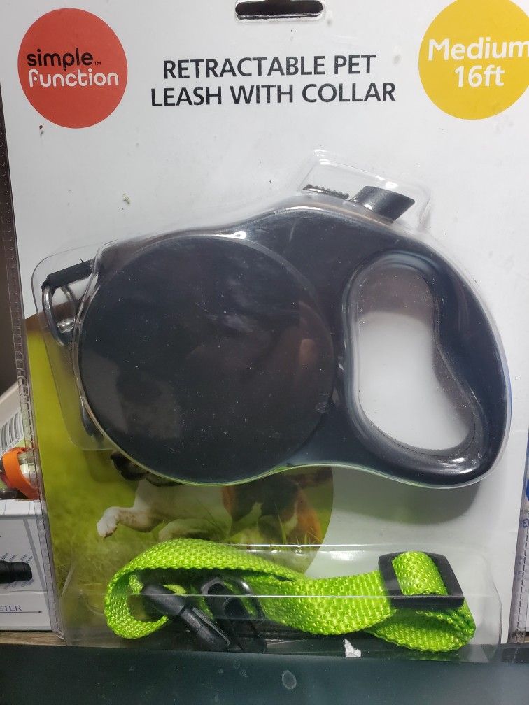 RTERACTABLE PTE LEAASH WITH COLLAR MEDIUM 16 FEET