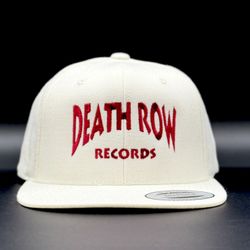 Cream Retro Death Row Records Hat Vintage Hiphop Headwear Cap