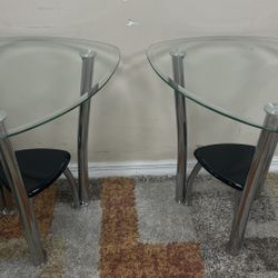 2 Ashley Side End Tables - Chrome Table Set 🚚 extra