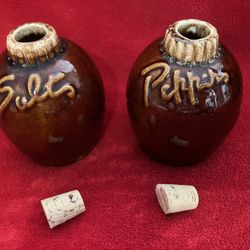 Hull Pottery Salt and Pepper Shakers Stoneware ‼️ May Need NEW CORKS ‼️