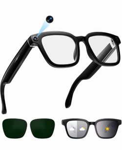 Al Smart Glasses with Camera, 1080P Video Recording Glasses, 8MP Camera Glasses, Real Time Translation, ChatGPT Al Voice Assistant, Open-Ear Audio, Su