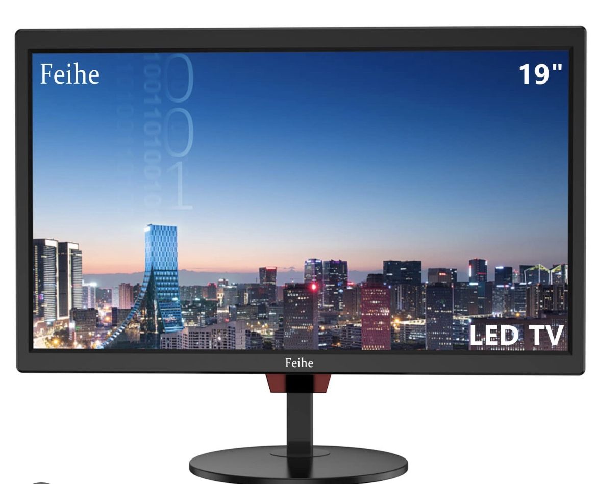 Feihe 19 Inch TV, LED Widescreen TV with Digital ATSC Tuners HDMI/VGA/AV/USB, 19 Inch Flat Screen TV with Built in Dual Speakers for Kitchen