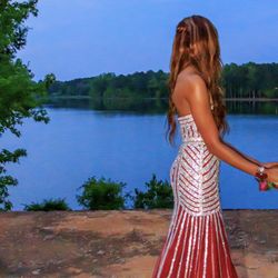 Red & Sliver Prom Dress (size 0)