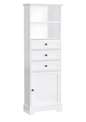 As is Tall Storage Cabinet with 3 Drawers and Adjustable Shelves for Bathroom, Study, Office