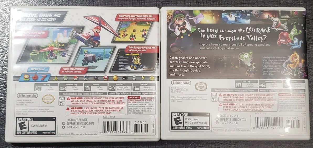 3DS Luigi's Mansion: Dark Moon and Mario Kart 7