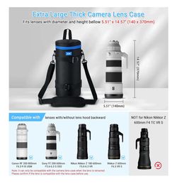 Extra Large Thick Camera Lens Case Bag - Black