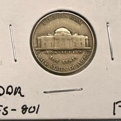 1939 Jefferson Nickel DDR- FS801 Error