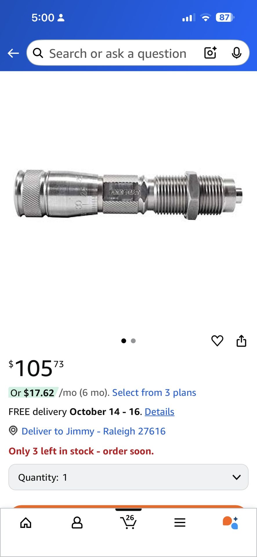 Lyman Pro Micrometer Seating Die , Stainless Steel