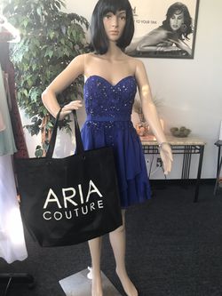 Aria Couture Royal Blue Strapless Dress