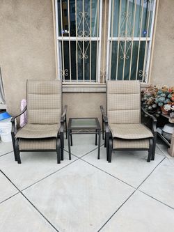 3-Piece Outdoor Patio Recliner Chair Set with Side Table