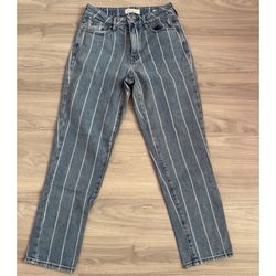 PacSun Striped High Rise Mom Jeans Size 24 Blue White