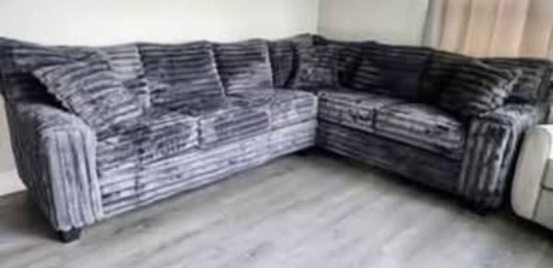 NEW MODEL ALERT! Brand New Byers Market Gunmetal Grey Thick Corduroy RAF 2pc Corner Sectional
