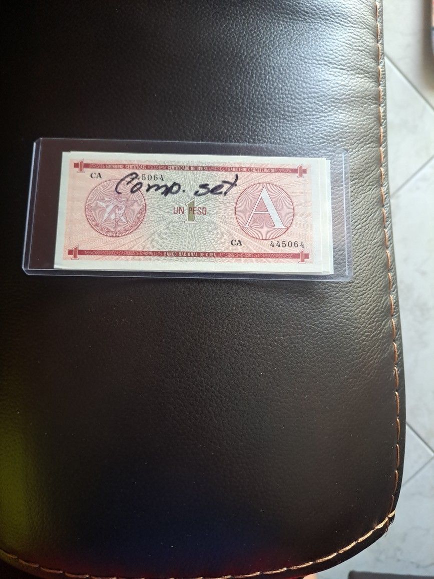 Cuba, Letra A, CERTIFICADO DE DIVISA, SET COMPLETO.