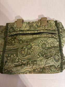 Green Floral Canvas Tote Bag