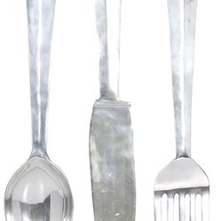 Deco 79 Aluminum Utensils Knife, Spoon and Fork, Silver