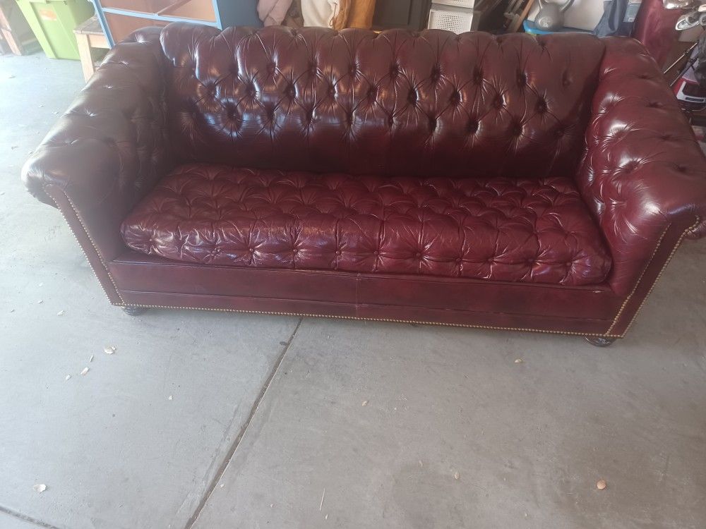 Vintage Leather Sofa Bed (Queen)