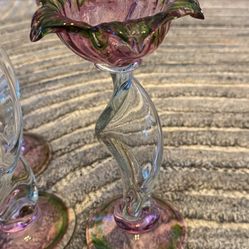 Candle Vases, Glass Handmade.