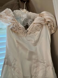 Designer wedding gown off white plus veil