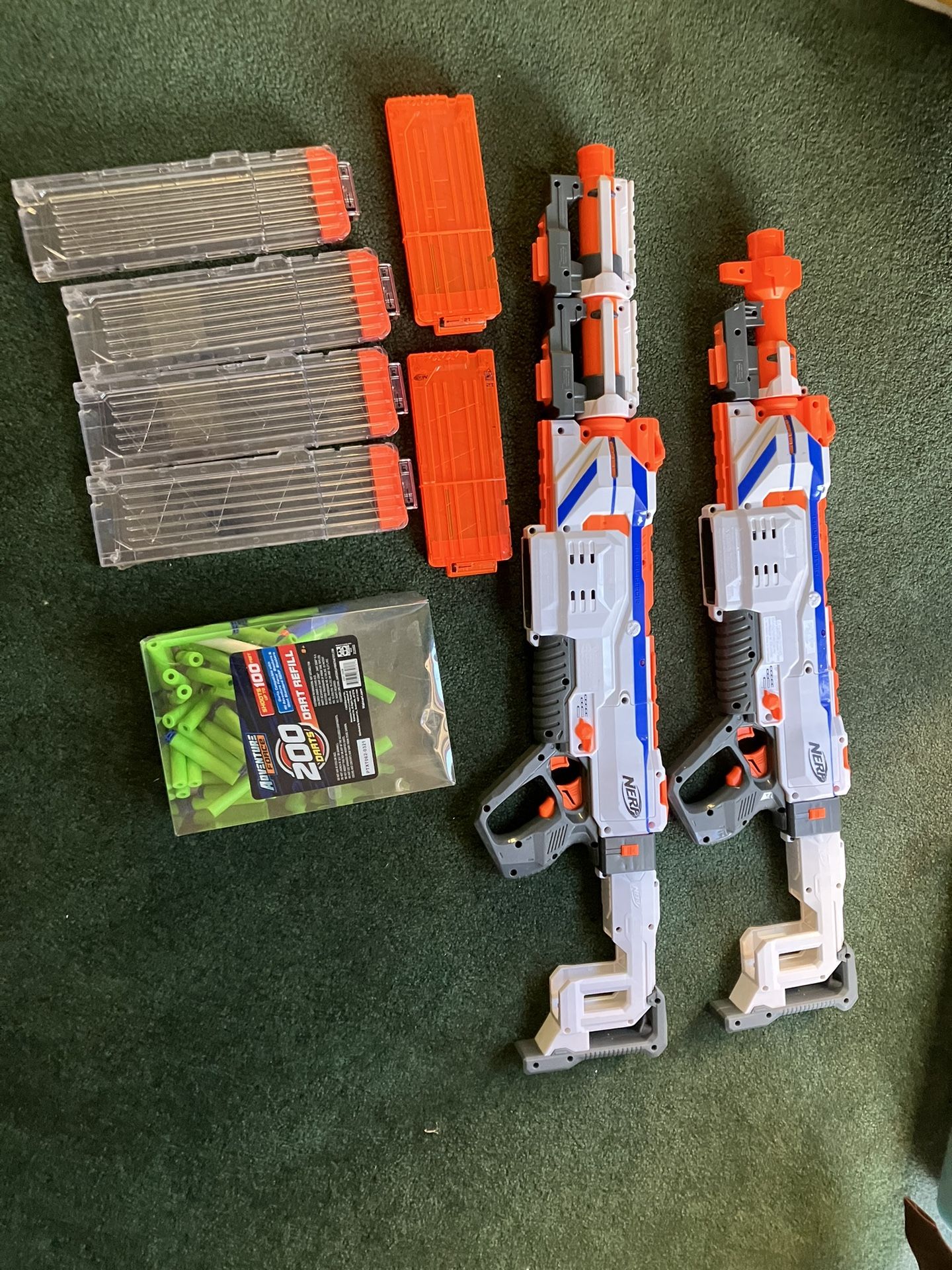 2 Fully Automatic Nerf Guns With 6 Magazines And Darts