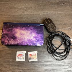 Nintendo 3DS XL Galaxy Purple Console W Games Charger No Stylus Tested