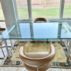 Glass And Chrome Dining Kitchen Table Or Desk
