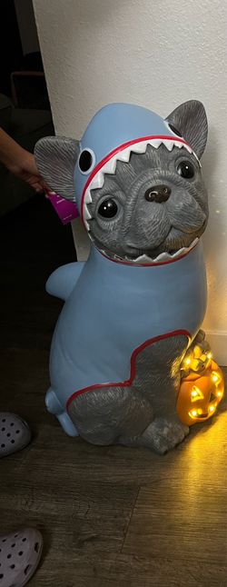 Frenchie Shark Halloween Decoration with Pumpkin Light