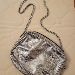 Silver Reptillian Clutch /Link Chain Strap