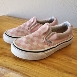 Vans Kids Pink & White Checkerboard Slip-ons Size 12