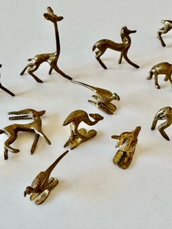 Brass miniature 1/2” 12 animals and one dead deer