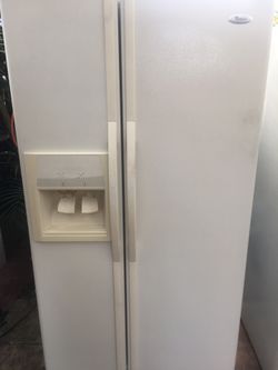 WHIRLPOOL OFF WHITE 36" FRIDGE WORKS PERFECT CLEAN REFRIGERATOR