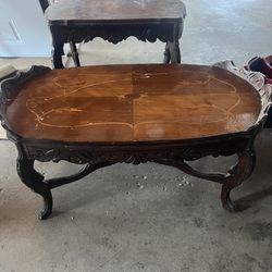 Vintage  Wooden Side Table And Coffee Table 