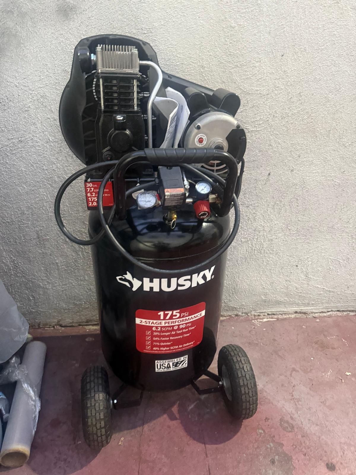 30 Gal. 175 PSI Oil Lubed Belt Drive Portable Vertical Electric Air Compressor