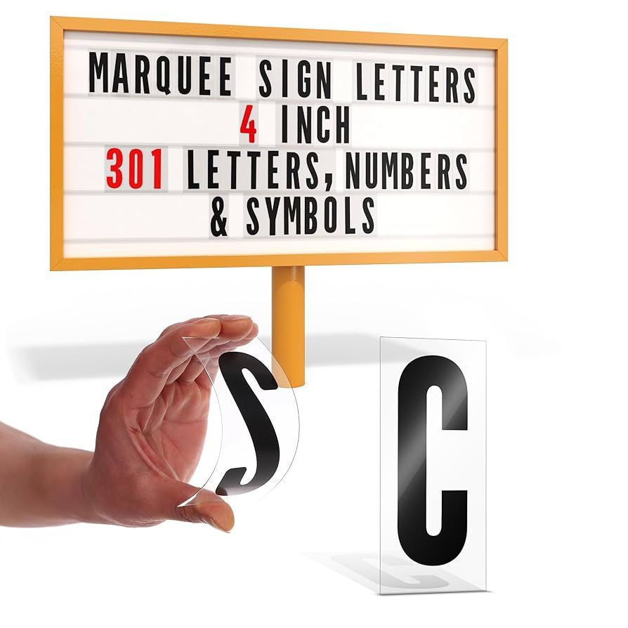 Marquee Letters, Sign Letters, Marquee Sign, Markee, Plastic, Acrylic, Changeable, for Outdoor Board, Letterboard, Church, Restaurant, 4 Inch Characte