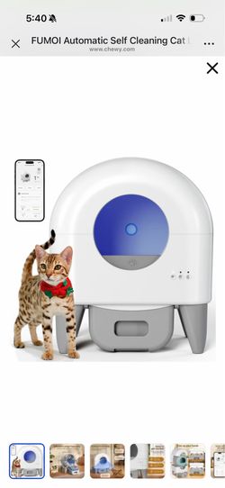 Fumoi Automatic Self Cleaning Cat Litter Box with 2 Roll Garbage Bags, Grey