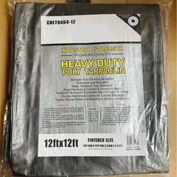 Heavy Duty Waterproof Poly Tarp 12 ft x 12 ft – Outdoor Cover