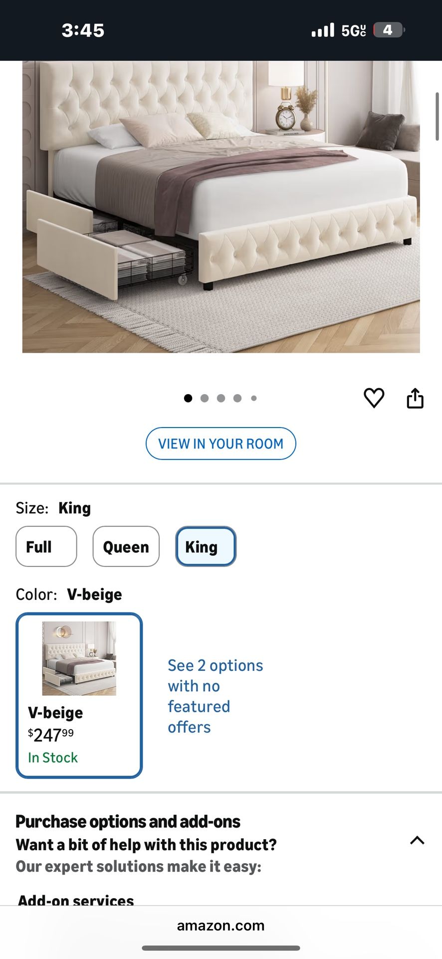 King Sized Bed Frame W Drawers