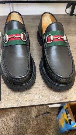 Authentic Gucci Men Horsebit chunky web loafers