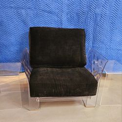 VINTAGE LUCITE ACRYLIC ARM CHAIR RETRO WITH END TABLES