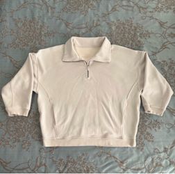 Lululemon Thick Fleece Half Zip Pullover Sweatshirt White Opal Women Size XL/XXL
