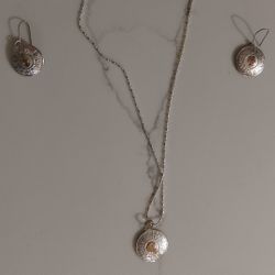 A Set Of Peruvian Silver Necklace And Earrings With The Nazca Calendar. Exclusive Model.