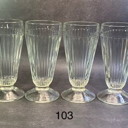 Set of (4) VINTAGE Milkshake Thick Glass Heavy Duty Commercial Grade. 