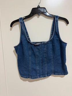 Denim Corset Crop Tank Top