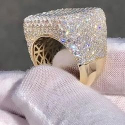 size 10 Classic and Powerful Men's Square Gold Plated Ring with Synthetic Is A Trendy, Luxurious and Fashionable Accessory That Is An Essential Item f
