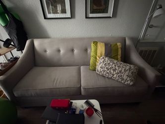 Gray Tufted Fabric Two-Seat Sofa
