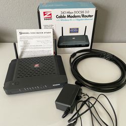 Zoom Model 5352 DOCSIS 3 Modem / Router Wireless N and Gigabit Ethernet ~Working