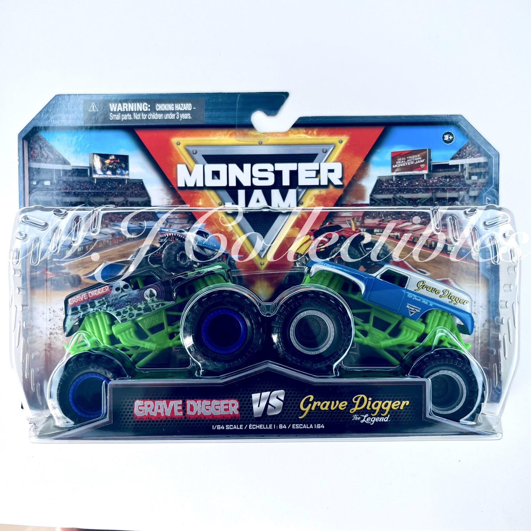 Monster Jam 2 Pk 2024 GRAVE DIGGER vs GRAVE DIGGER THE LEGEND Series 27 True-Metal 1/64 Scale