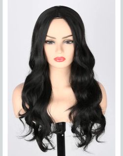 NEW! 26" Long Black Wig, Wavy, Middle Part, Synthetic (2 available)