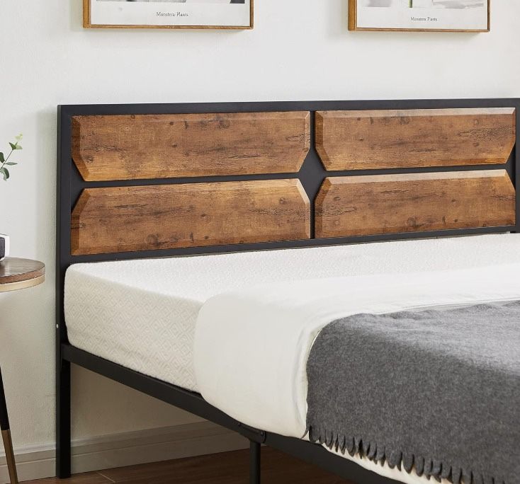 Full Size Bed Frame With Headboard, No Spring Box Needed