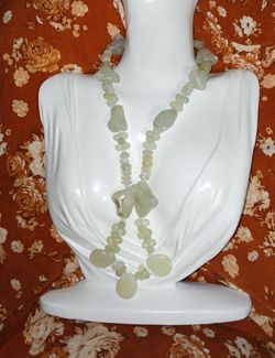 Vintage Serpentine, Prehnite,  Light Blue Topaz 24," Necklace 